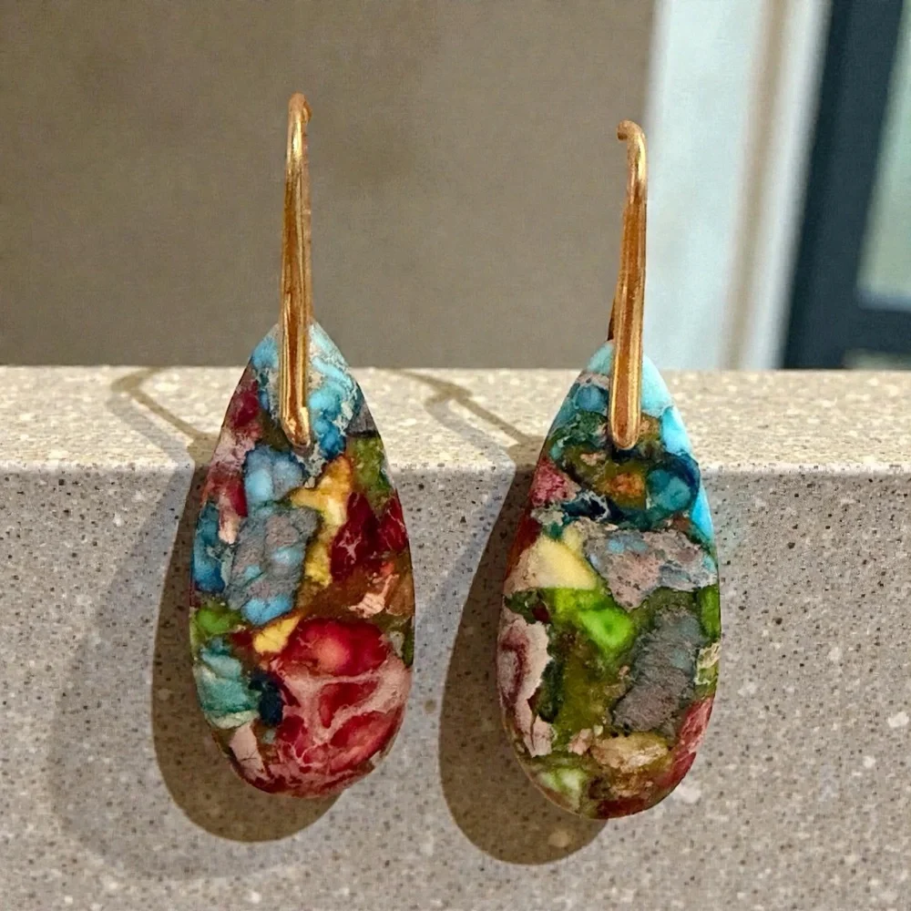 Colorful Stone Drop Earrings